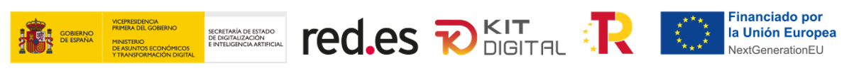 Logotipo Kit Digital, red.es, Financiado por la Unión Europea y Plan de Recuperación, Transformación y Resiliencia